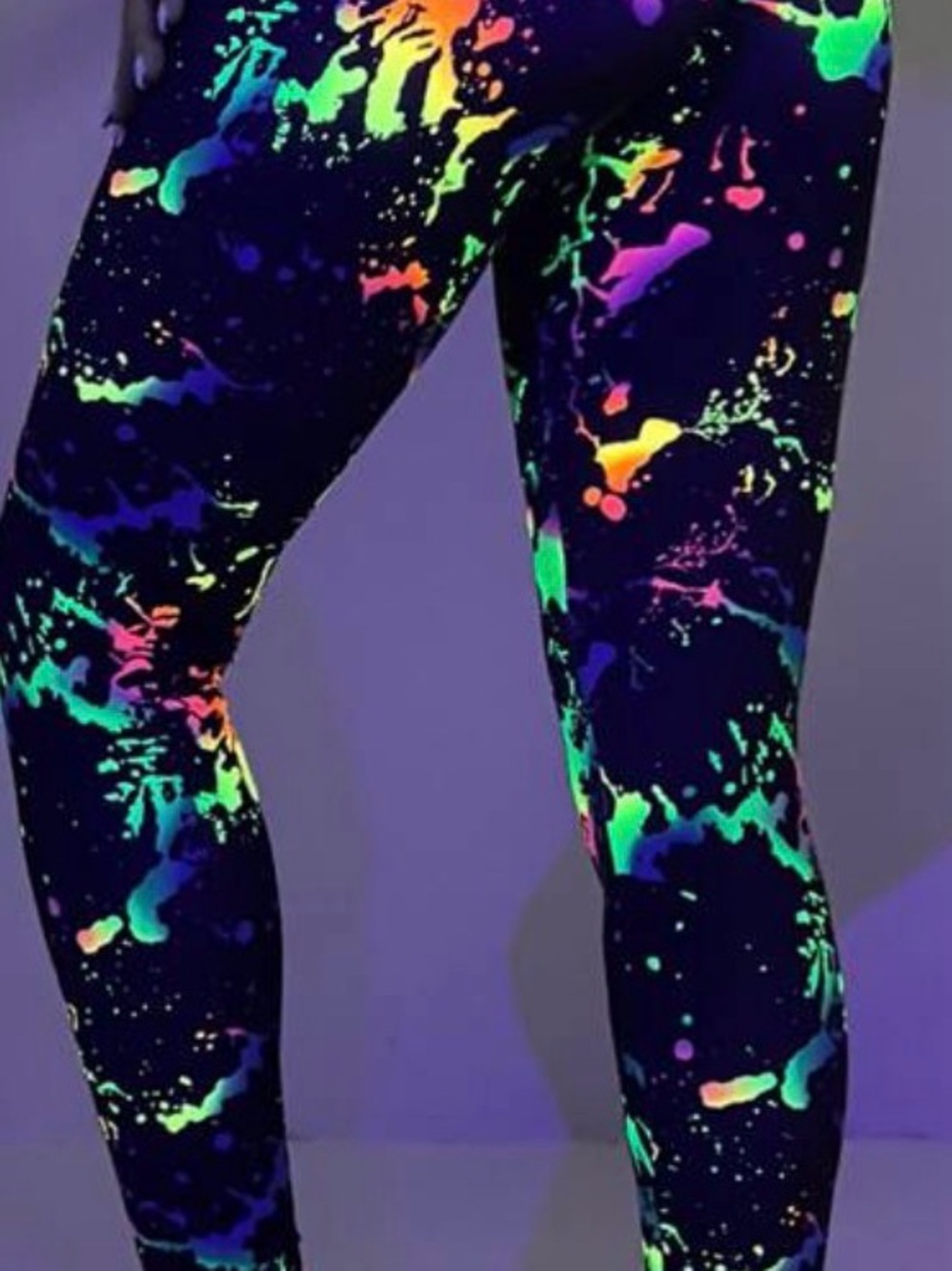 SHEIN Black Neon Paint-Splash Leggings